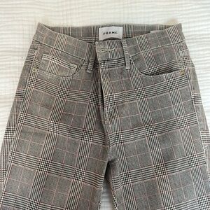 Frame Le Crop Mini Bootcut in beige checkered pattern size 25